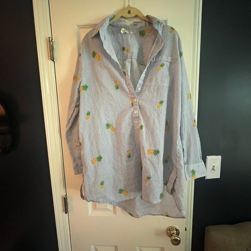 Violet Sky Blue Striped Pineapple Shirt